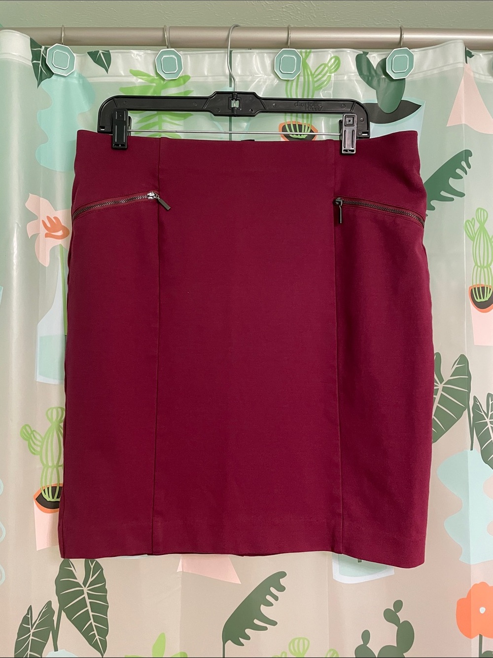 Alfani Wine Pencil Skirt with Zip Pocket Detail